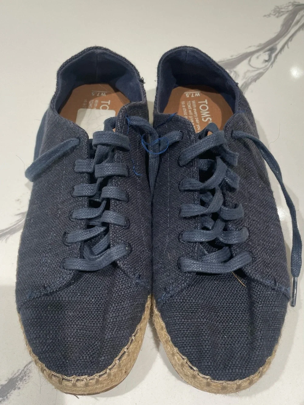 Toms Women Dark Blue Canvas Espadrille Sneaker Size 7.5